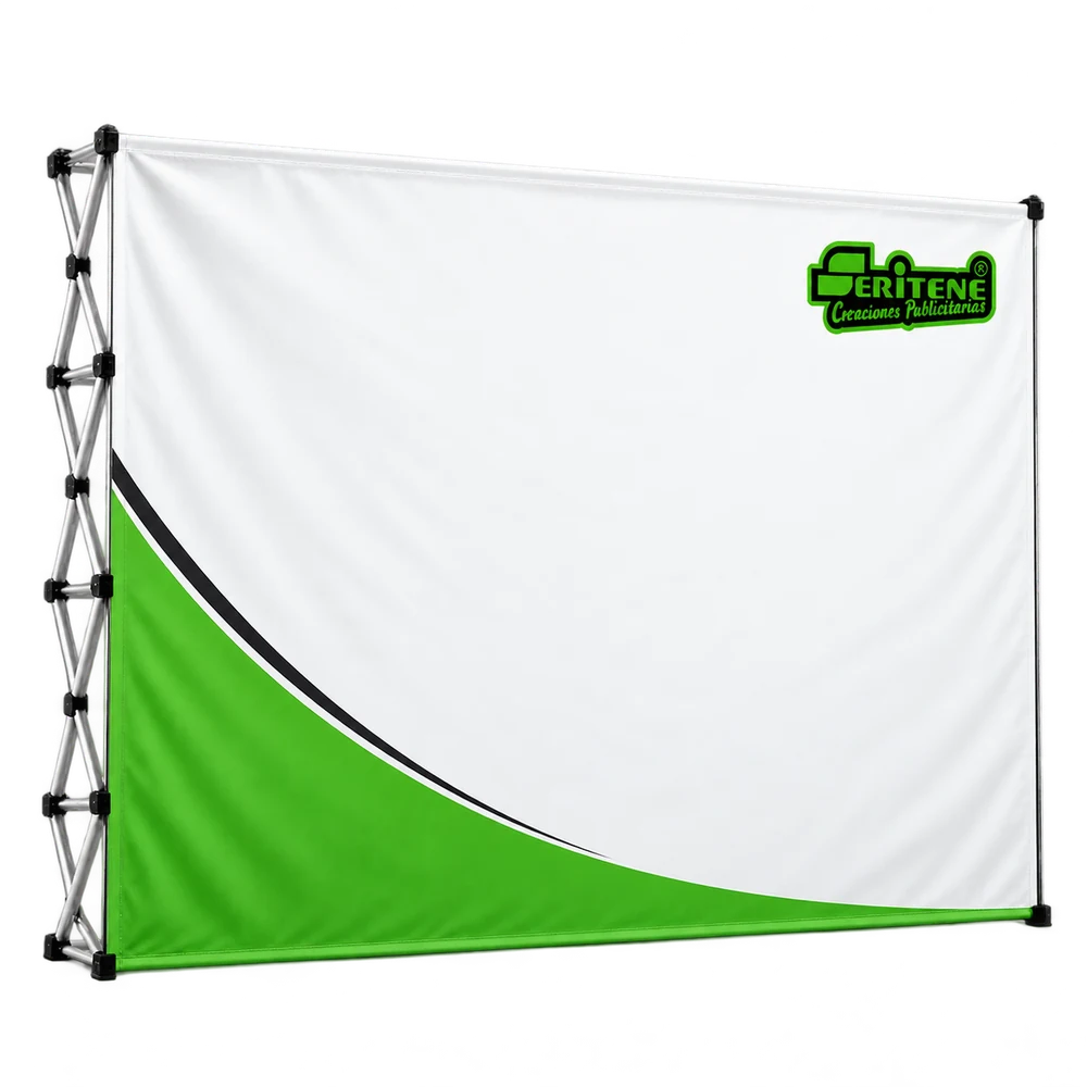 Mockup de photocall M con diseño Seritene y estructura plegable